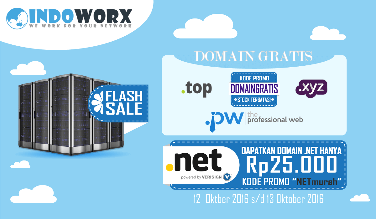 Promo Domain Gratis .PW / .TOP / .XYZ dan Domain Murah .NET